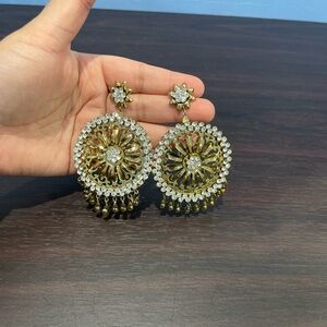 Gold and Silver Floral Earrings